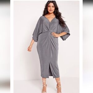 Missguided+ Charcoal Slinky Kimono Midi Dress